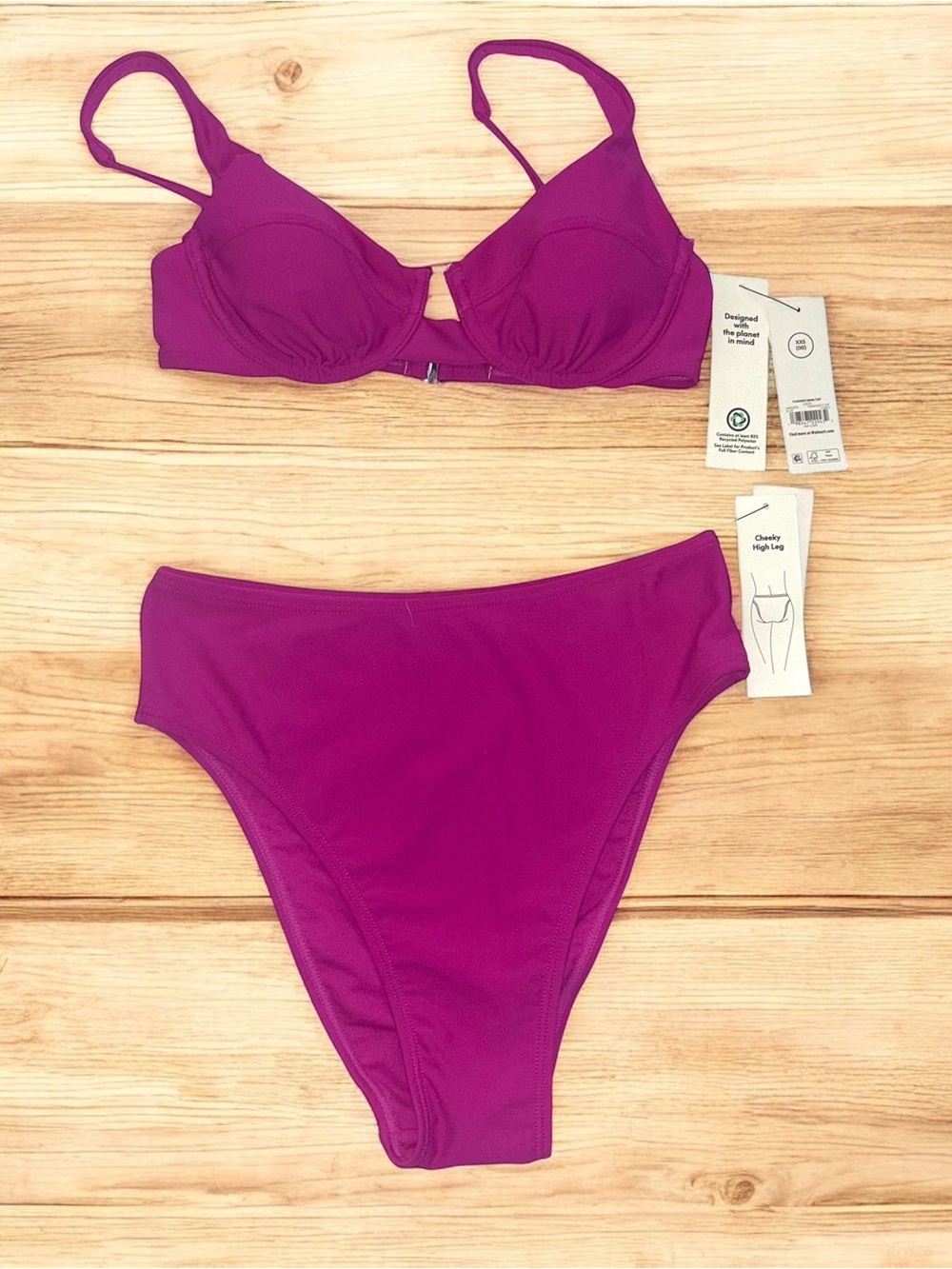 No Boundaries Lolita Hot Pink Junior’s High-Waist Bikini Top & Bottom Set XXS/XS